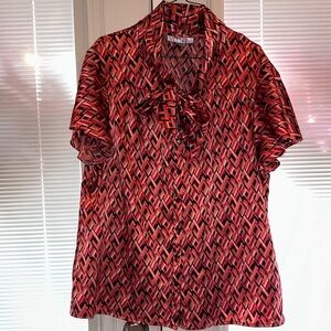 Nine & Co. Red Geometric Blouse